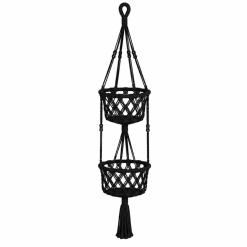 Black Macrame Double Pot Holder