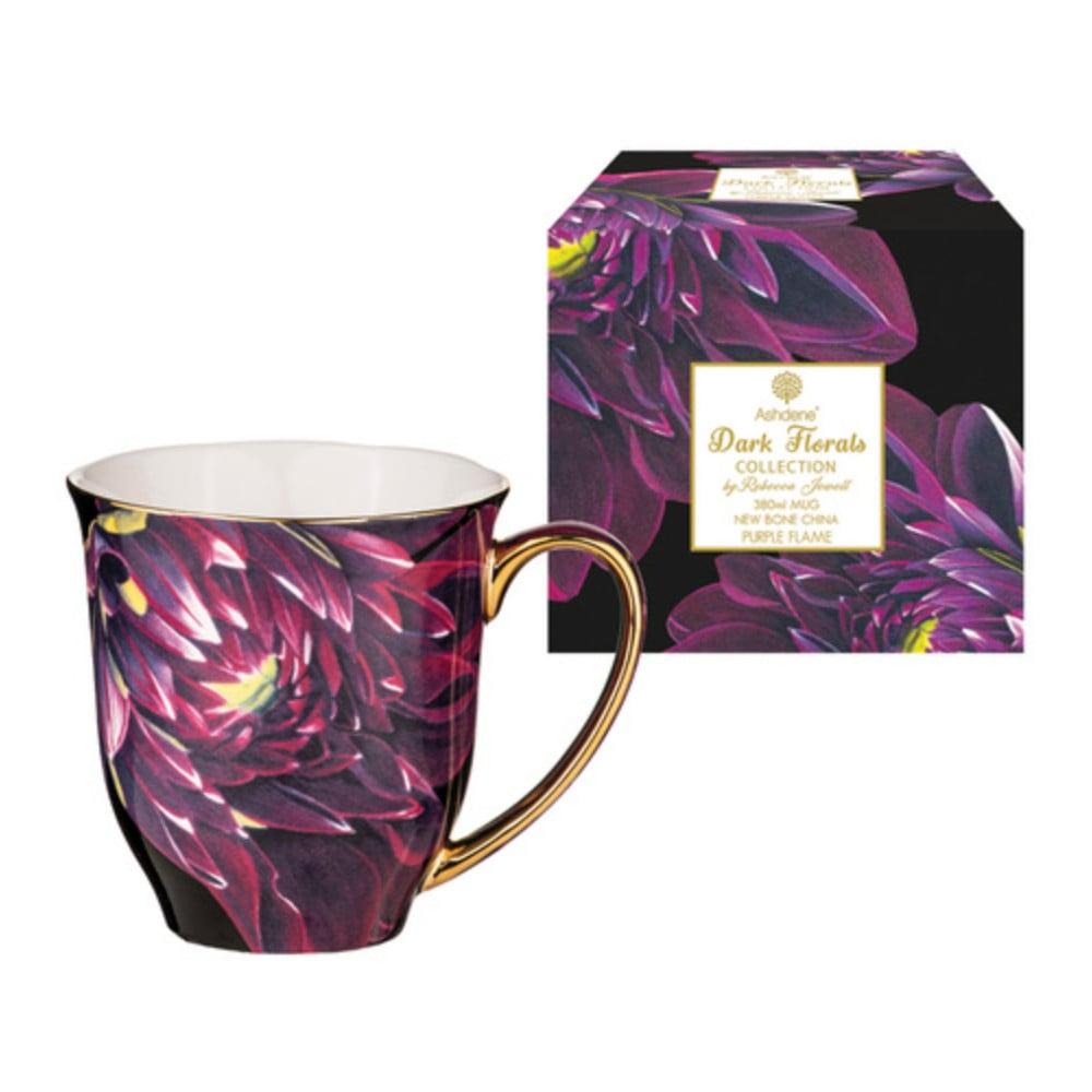 Dark Florals Mug Purple Flame