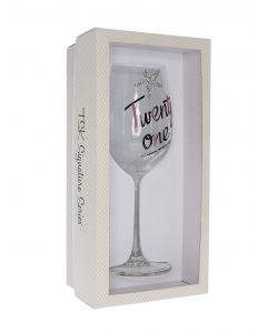 21st Pink Holo Star Wine Glass