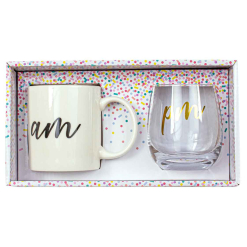 AM/PM Mug & Stemless Set
