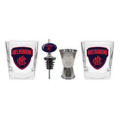 Melbourne Demons Set of 2 Spirit Glasses Jigger and Pourer Gift Pack