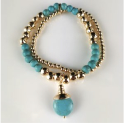 Elastic Gold And Teal Bracelet