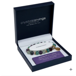 Rainbow Fluorite Tree Of Life gold charm bracelet