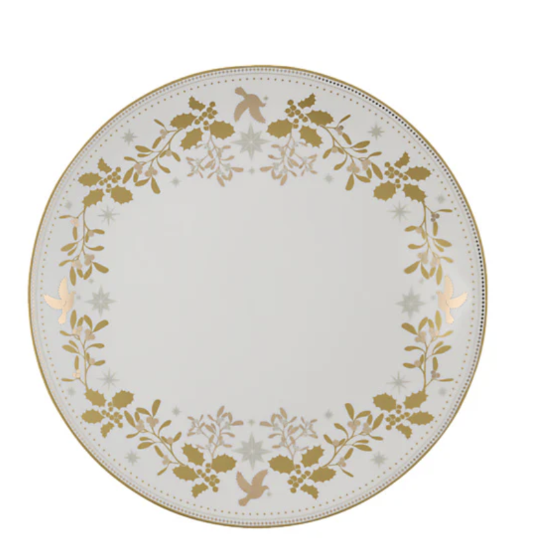 MW White Christmas Round Platter 33cm Gift Boxed (1)