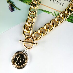 Necklace Chunky Coin Jewellery 50cm - Image 2