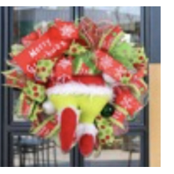 Grinch leg wreath door hanging
