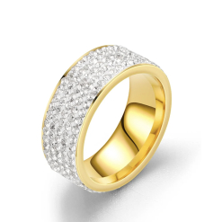 Iced Out Wedding Engagement Rings For Women Men Gold Stainless Steel