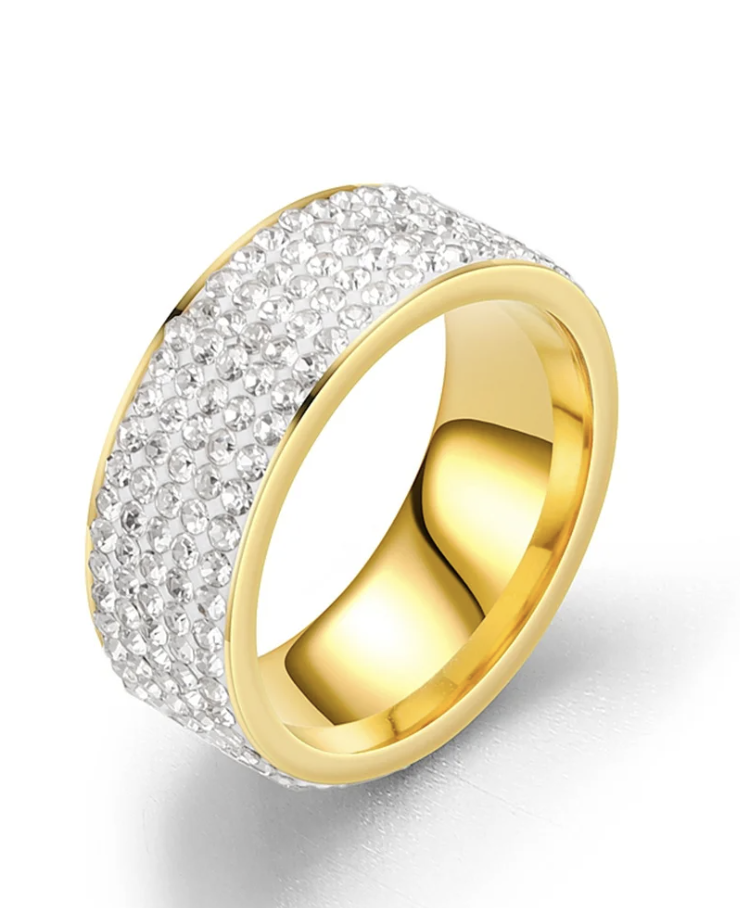 Iced Out Wedding Engagement Rings For Women Men Gold Stainless Steel