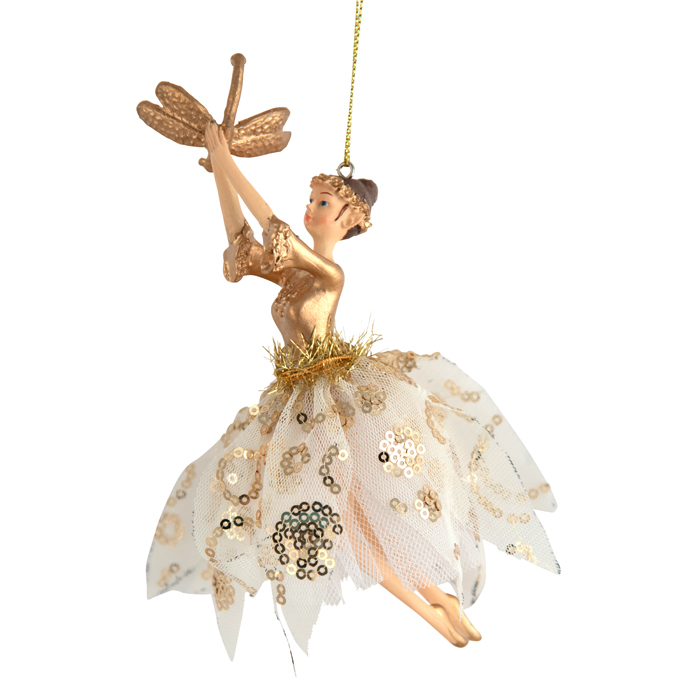 Fabric Fairy Dec Cream Gold Butterfly