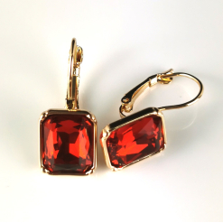 Hanging Earings Gold Red Stone