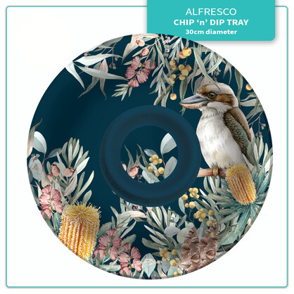 Melamine Chip n Dip Tray. 30.5cm round. Bush Guardian