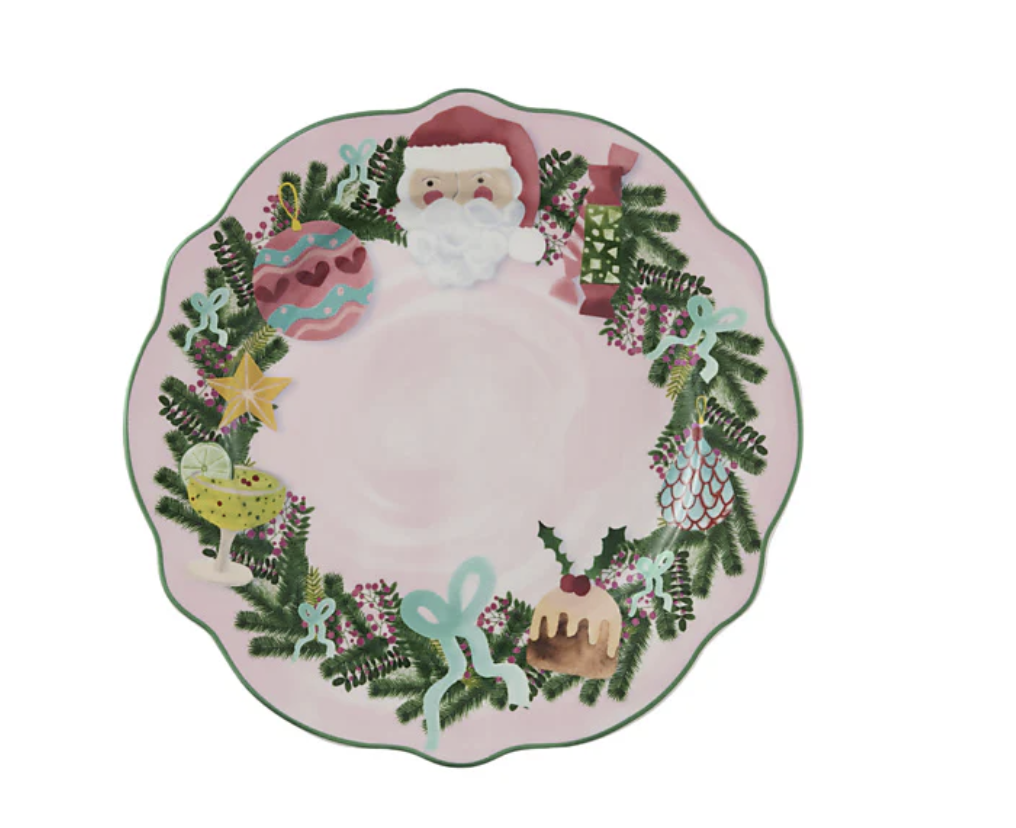MW Tis The Season Scallop Rim Plate 20cm Pink Gift Boxed