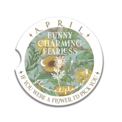 Ceramic Car Coaster April Flannel Flower