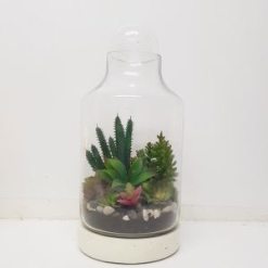 Santa Fe Medium Concrete Glass Atrium With Glass Ball Ivory