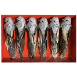 Xmas Clip Silver Birds 6