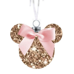 MINNIE CHRISTMAS: PASTEL GOLD GLITTER BAUBLE (BOXED)
