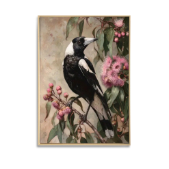 Magpie with Pink Gum Nuts