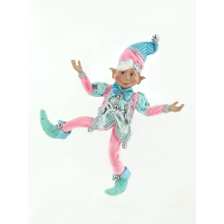 Xmas Elf Bastien Blue and Pink 30cm