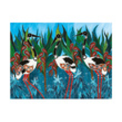 Melanie Hava Jugaig-Bana-Wabu Tea Towel 50x70cm Jabirus Blue
