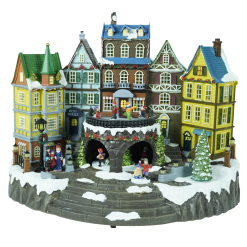 LED Village with Turning Tree