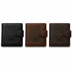 Leather Wallet with Wolf