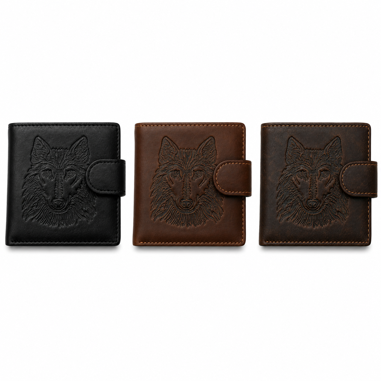Leather Wallet with Wolf
