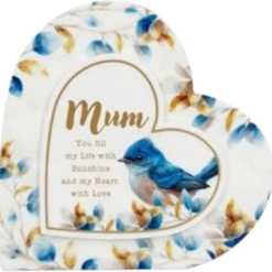 Blooming Bird Heart Plaque - Mum