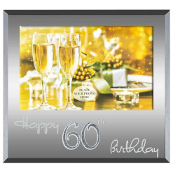 Happy 60th Silver Text Photo Frame