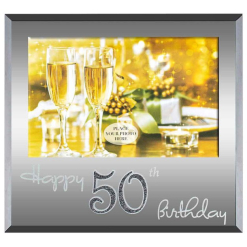 Happy 50th Silver Text Photo Frame