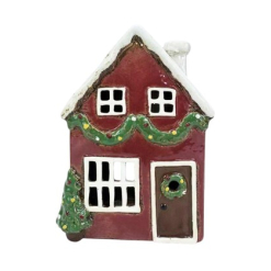 Xmas House with Garland - Tealight
