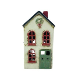 Xmas House Wreath & Green Door - Tealight