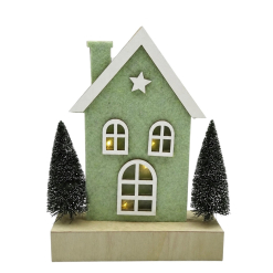 Xmas House LED - Wooden & Felt