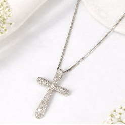 Silver Cross Necklace 45cm