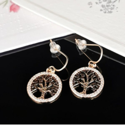 Plated Rose Gold Tree Life Earrings