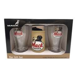 Mack Bar Gift Set Two Glasses, Bar Runner, Can Cooler