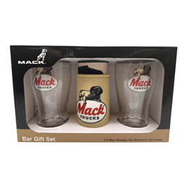 Mack Bar Gift Set Two Glasses, Bar Runner, Can Cooler