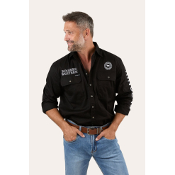 Hawkeye Mens Full Button Work Shirt - Black