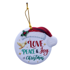 TSK Christmas Sentiment Plaque - Love Peace Joy