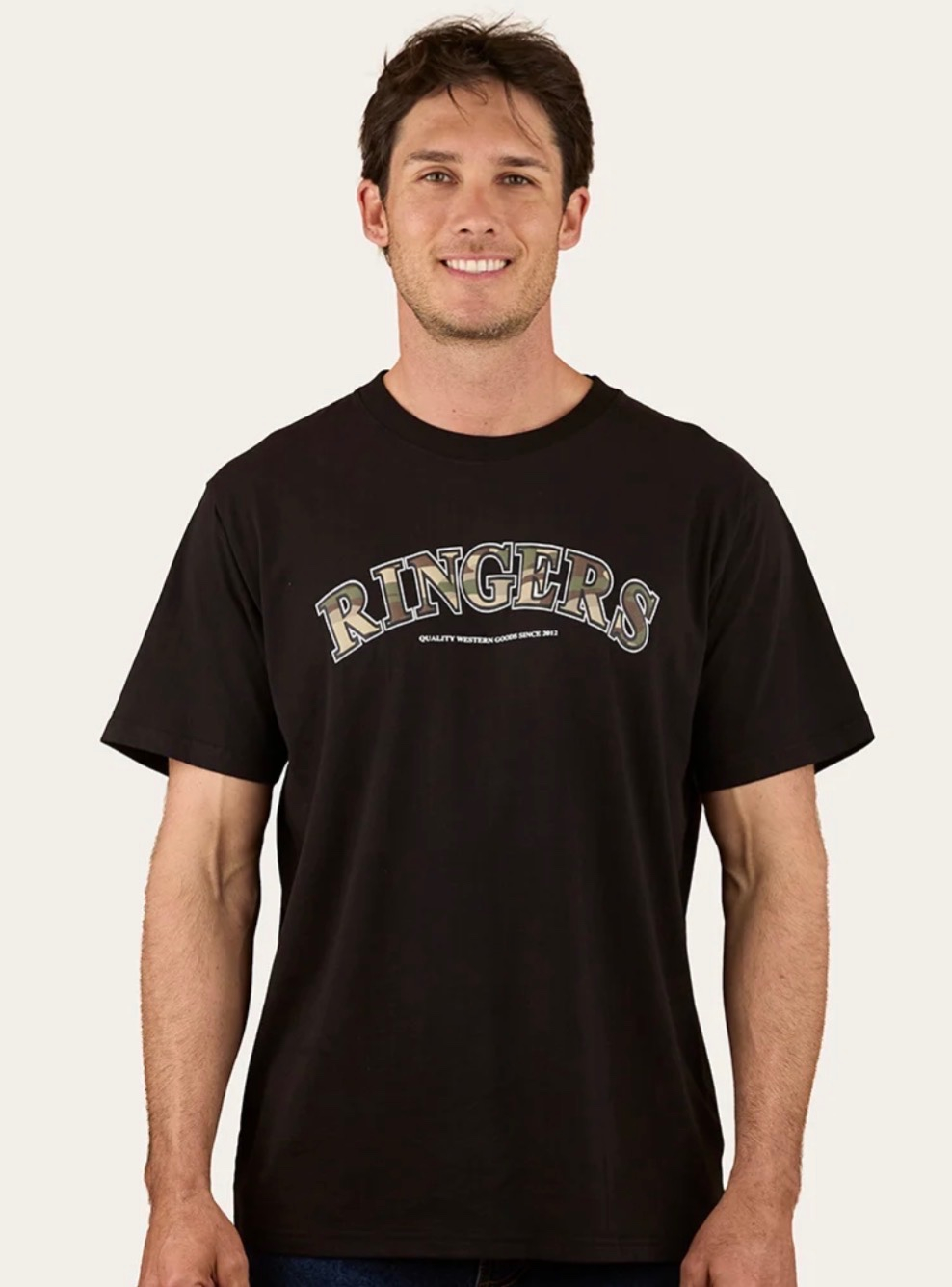 Princeton Mens Loose Fit T-Shirt - Washed Black / Camo