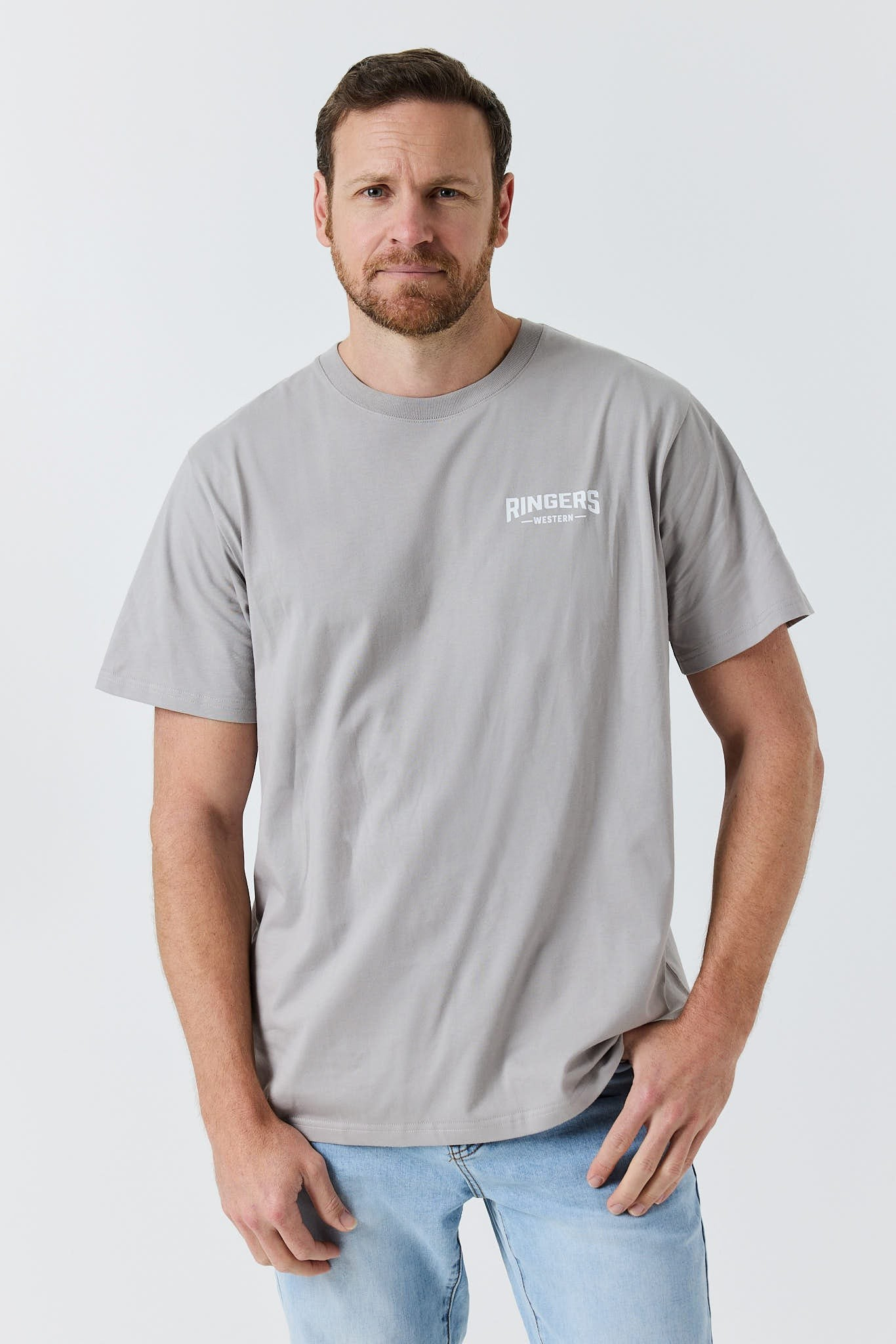 New Squadron Mens Loose Fit Tee – Grey / White