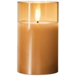 MW Let's Get Lit LED Flameless Candle Glass Hurricane Gold 15cm Gift Boxed
