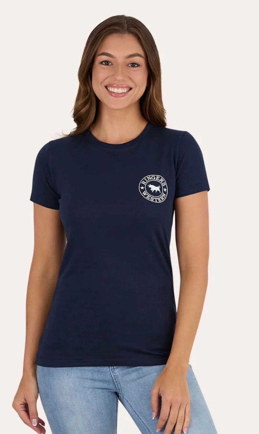 GEC Sig Bull Womens Classic Fit T Shirt - Navy with White Print