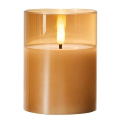 MW Let's Get Lit LED Flameless Candle Glass Hurricane Gold 10cm Gift Boxed