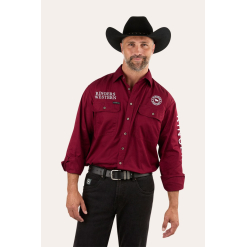 Hawkeye Mens Full Button Work Shirt - Burgundy