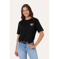 Hometown Womens Loose Fit T-Shirt - Black / Melon