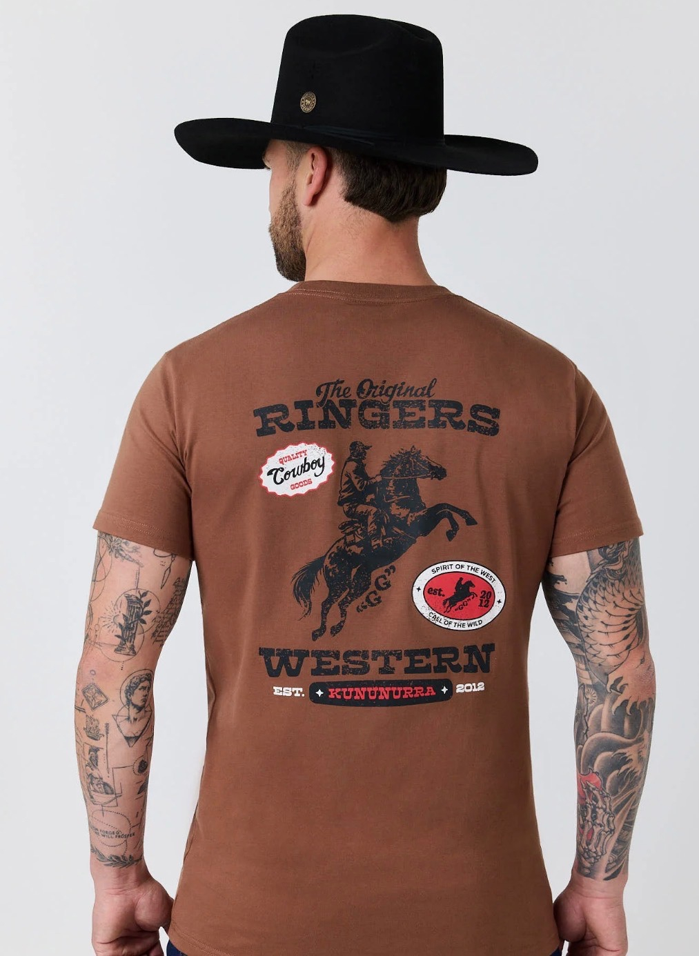 Grayson Mens Stock Fit T-Shirt - Washed Saddle Brown - Image 2