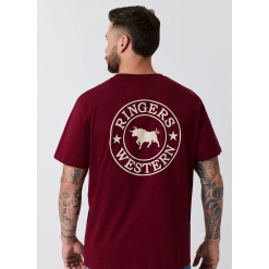 Signature Bull Mens Loose T-Shirt - Plum / Beige