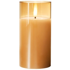 MW Let's Get Lit LED Flameless Candle Glass Hurricane Gold 12.5cm Gift Boxed