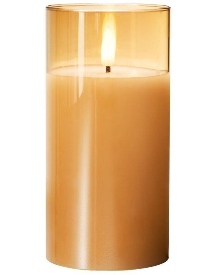 MW Let's Get Lit LED Flameless Candle Glass Hurricane Gold 12.5cm Gift Boxed