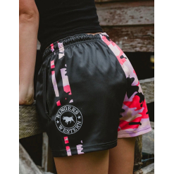 Camo Mens Footy Short - Charcoal / Pink Camo